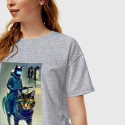 Футболка оверсайз женская Cat forces - ai art fantasy, цвет: меланж — фото 2