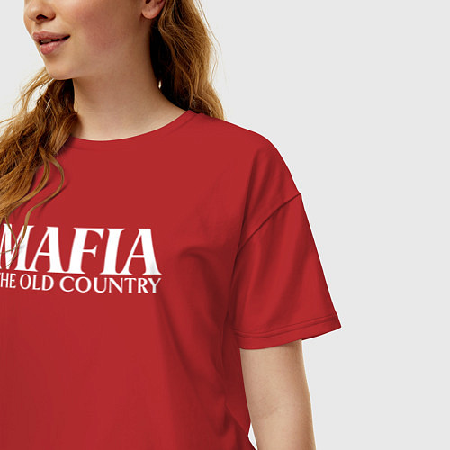 Женская футболка оверсайз Mafia the old country logo / Красный – фото 3