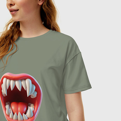 Женская футболка оверсайз Открытый рот с зубами / Авокадо – фото 3