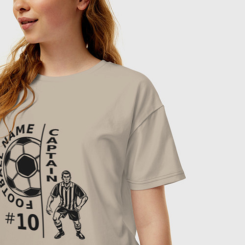 Женская футболка оверсайз 10 номер капитан футбольной команды / Миндальный – фото 3