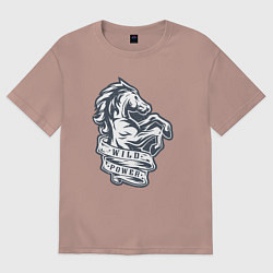 Футболка оверсайз женская Мустанг - дикая энергия, цвет: пыльно-розовый