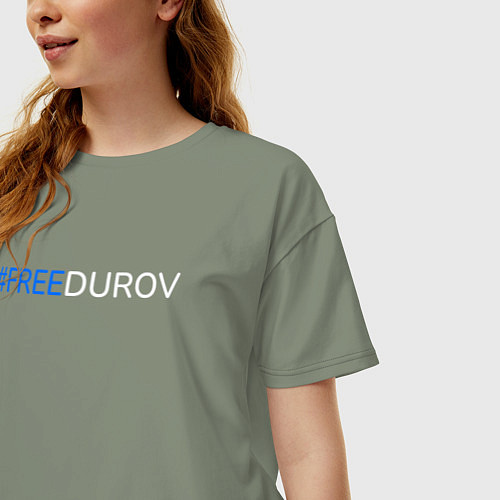 Женская футболка оверсайз FreeDurov - Свободу Дурову / Авокадо – фото 3