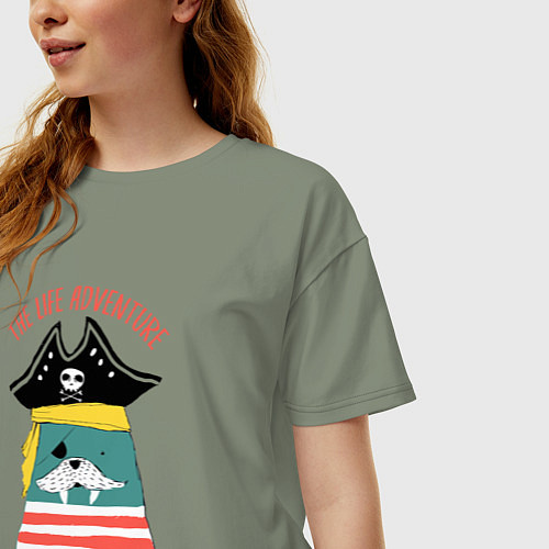 Женская футболка оверсайз Пират - приключение жизни / Авокадо – фото 3