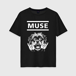 Футболка оверсайз женская Muse rock dog, цвет: черный