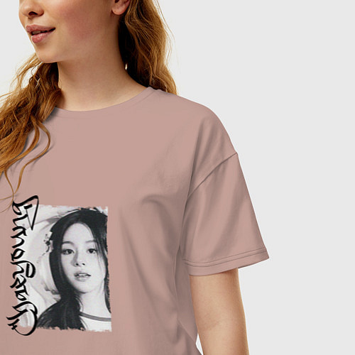 Женская футболка оверсайз Chaeyoung superstar / Пыльно-розовый – фото 3