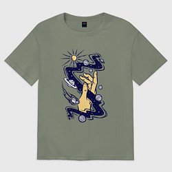 Футболка оверсайз женская Прикосновение к космосу, цвет: авокадо