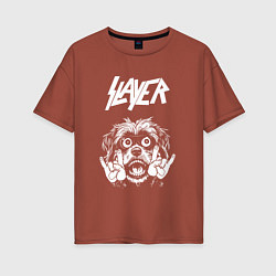 Футболка оверсайз женская Slayer rock dog, цвет: кирпичный