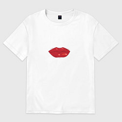 Женская футболка оверсайз Губки с красной помадой