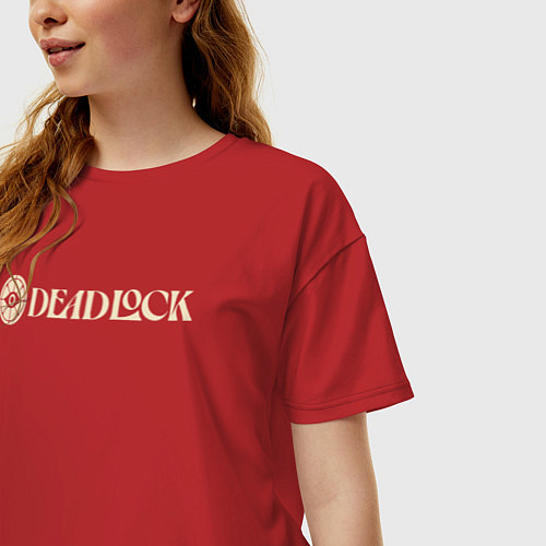 Женская футболка оверсайз Deadlock original logo / Красный – фото 3