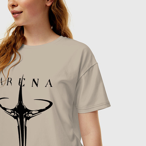 Женская футболка оверсайз Quake arena logo / Миндальный – фото 3