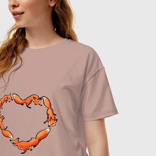 Женская футболка оверсайз Лисердце / Пыльно-розовый – фото 3