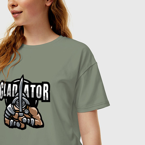 Женская футболка оверсайз Гладиатор с мечом / Авокадо – фото 3