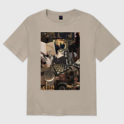 Футболка оверсайз женская Шахматы коллаж, цвет: миндальный