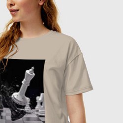 Футболка оверсайз женская Шахматы эстетика, цвет: миндальный — фото 2