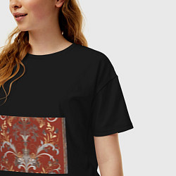 Футболка оверсайз женская Изысканный орнамент ковер, цвет: черный — фото 2