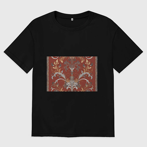 Женская футболка оверсайз Изысканный орнамент ковер / Черный – фото 1