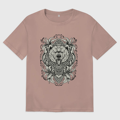 Женская футболка оверсайз Медведь винтаж / Пыльно-розовый – фото 1
