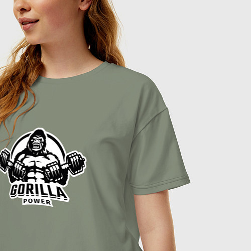 Женская футболка оверсайз Gorilla power gym / Авокадо – фото 3