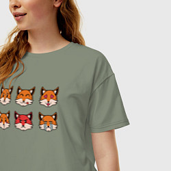 Футболка оверсайз женская Эмоции лисички, цвет: авокадо — фото 2