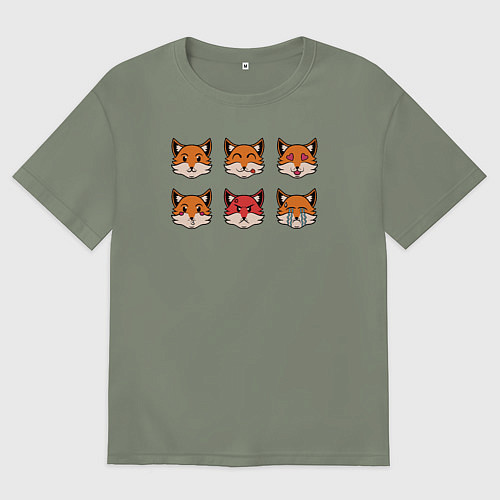 Женская футболка оверсайз Эмоции лисички / Авокадо – фото 1