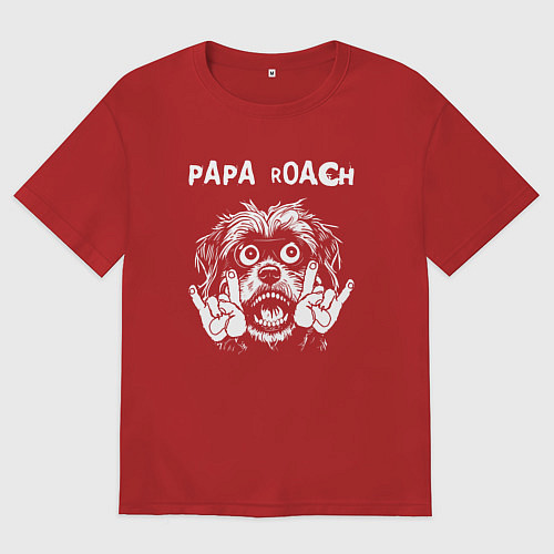 Женская футболка оверсайз Papa Roach rock dog / Красный – фото 1