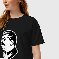 Футболка оверсайз женская Сталин - при мне такого не было, цвет: черный — фото 2