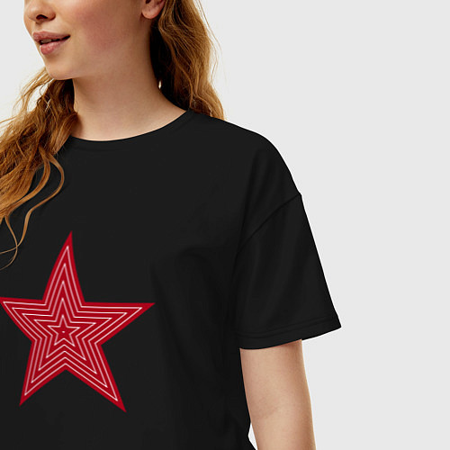 Женская футболка оверсайз USSR red star / Черный – фото 3