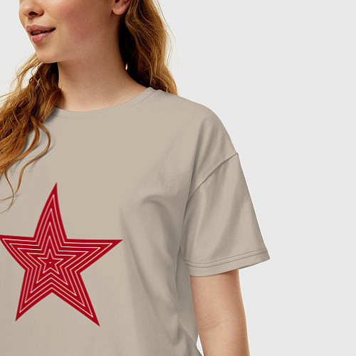 Женская футболка оверсайз USSR red star / Миндальный – фото 3