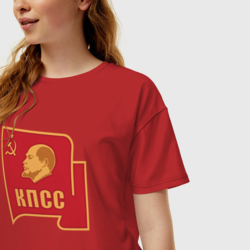 Женская футболка оверсайз Владимир Ленин КПСС / Красный – фото 3