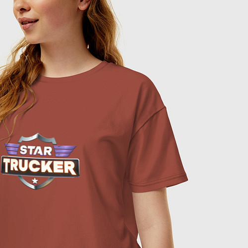 Женская футболка оверсайз Star Trucker / Кирпичный – фото 3