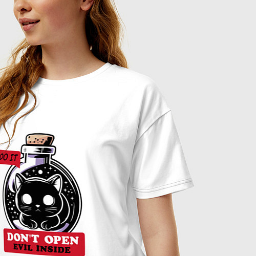 Женская футболка оверсайз Dont open evil inside / Белый – фото 3