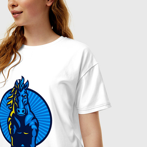 Женская футболка оверсайз Синий скакун / Белый – фото 3
