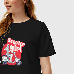 Футболка оверсайз женская Девушка на скутере, цвет: черный — фото 2
