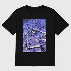 Футболка оверсайз женская Ван-Пис Луффи улыбается, цвет: черный