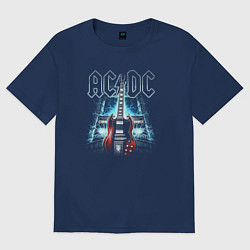 Футболка оверсайз женская AC DC Guitar, цвет: тёмно-синий