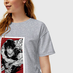Футболка оверсайз женская Магическая битва Тоджи красный фон, цвет: меланж — фото 2