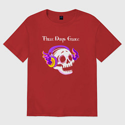 Футболка оверсайз женская Three Days Grace - неоновый череп, цвет: красный