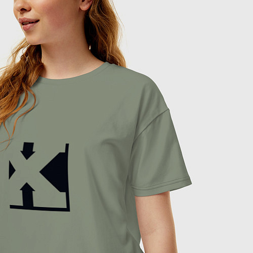 Женская футболка оверсайз Минималистический икс / Авокадо – фото 3
