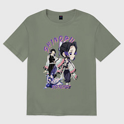 Футболка оверсайз женская Клинок рассекающий демонов Шинобу Кочо столп, цвет: авокадо
