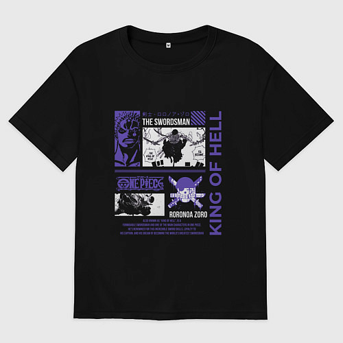 Женская футболка оверсайз Ван пис Зоро меченосец / Черный – фото 1