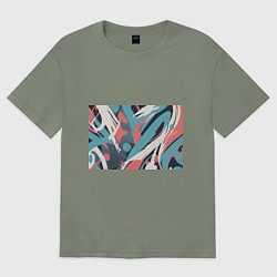 Футболка оверсайз женская Граффити в пастельных тонах абстракция, цвет: авокадо