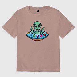 Футболка оверсайз женская Добродушный пришелец, цвет: пыльно-розовый