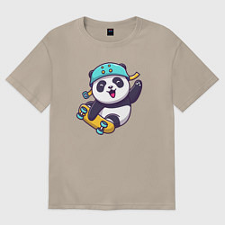 Футболка оверсайз женская Skater panda, цвет: миндальный