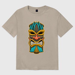 Футболка оверсайз женская Африка маска, цвет: миндальный