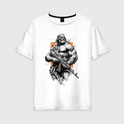 Футболка оверсайз женская Античный воин с АК-47, цвет: белый