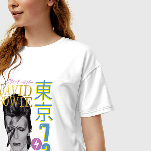 Женская футболка оверсайз David Bowie - Live in Tokyo 73 / Белый – фото 3