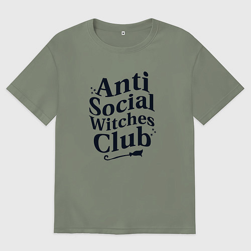 Женская футболка оверсайз Anti social witches club / Авокадо – фото 1