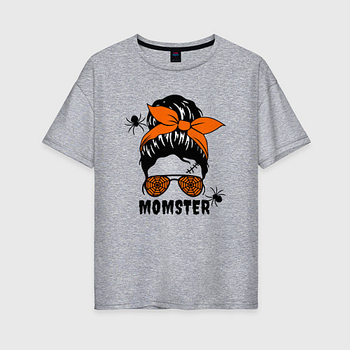 Женская футболка оверсайз Momster - мама монстрр / Меланж – фото 1