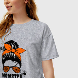 Футболка оверсайз женская Momster - мама монстрр, цвет: меланж — фото 2