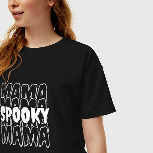 Женская футболка оверсайз Spooky mom / Черный – фото 3